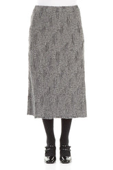 Silver Textured Silk Linen Pencil Skirt 1
