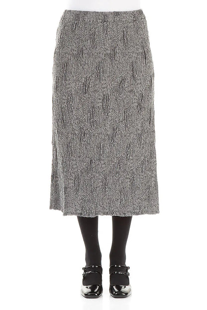 Silver Textured Silk Linen Pencil Skirt 1