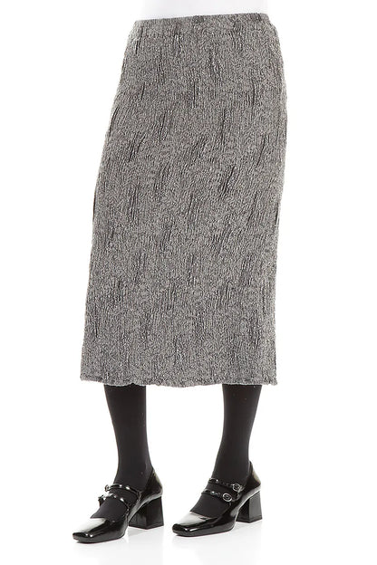 Silver Textured Silk Linen Pencil Skirt 3