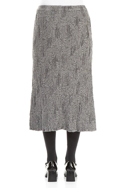 Silver Textured Silk Linen Pencil Skirt 2