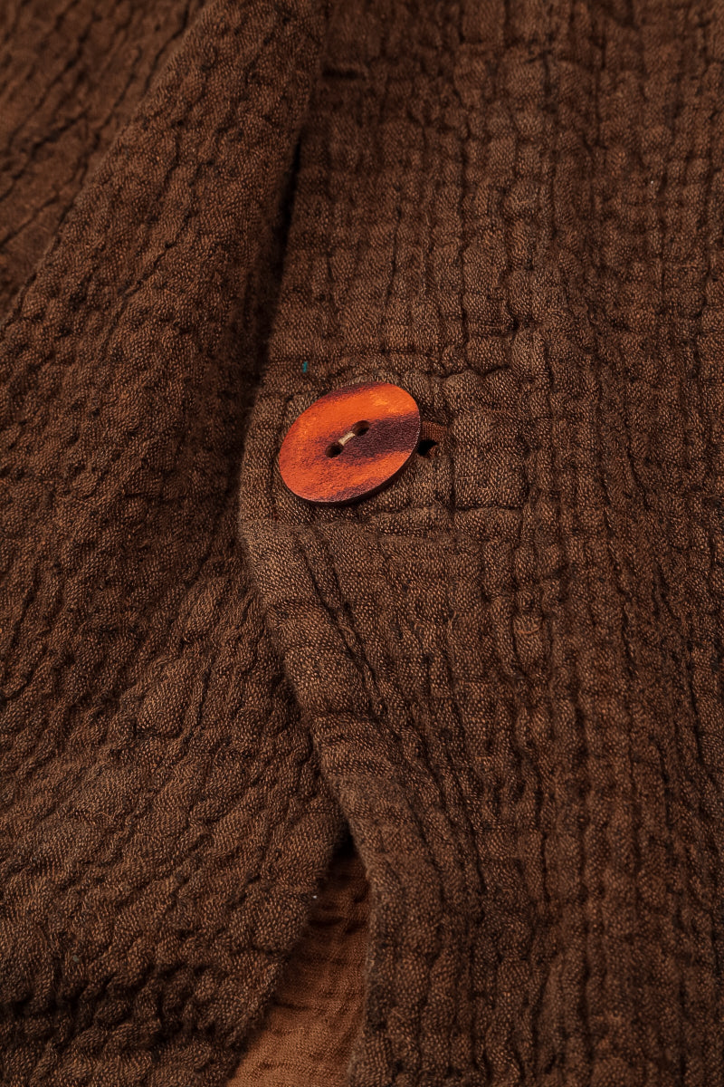 Single Button Aged Copper Textured Linen Jacket 5
