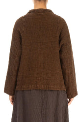 Single Button Aged Copper Textured Linen Jacket 2