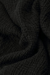 Single Button Black Textured Linen Jacket 5