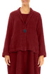 Single Button Cherry Red Textured Linen Jacket 1