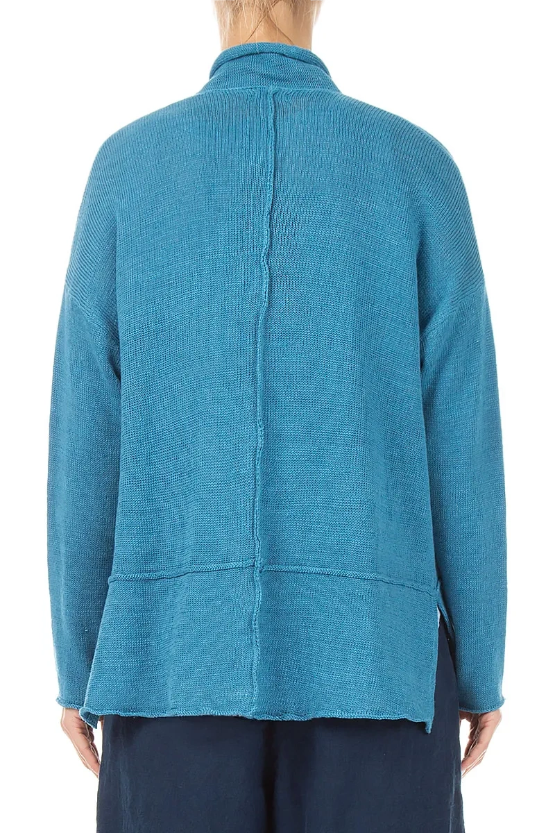 Single Button Denim Linen Cardigan 2