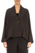 Single Button Forest Brown Textured Linen Jacket 1