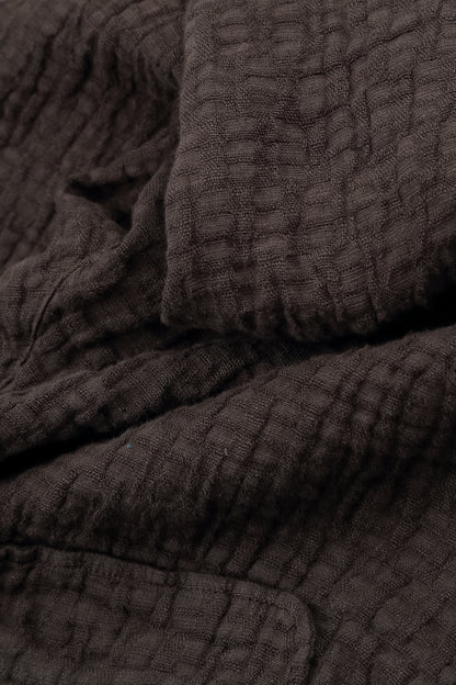 Single Button Forest Brown Textured Linen Jacket 5