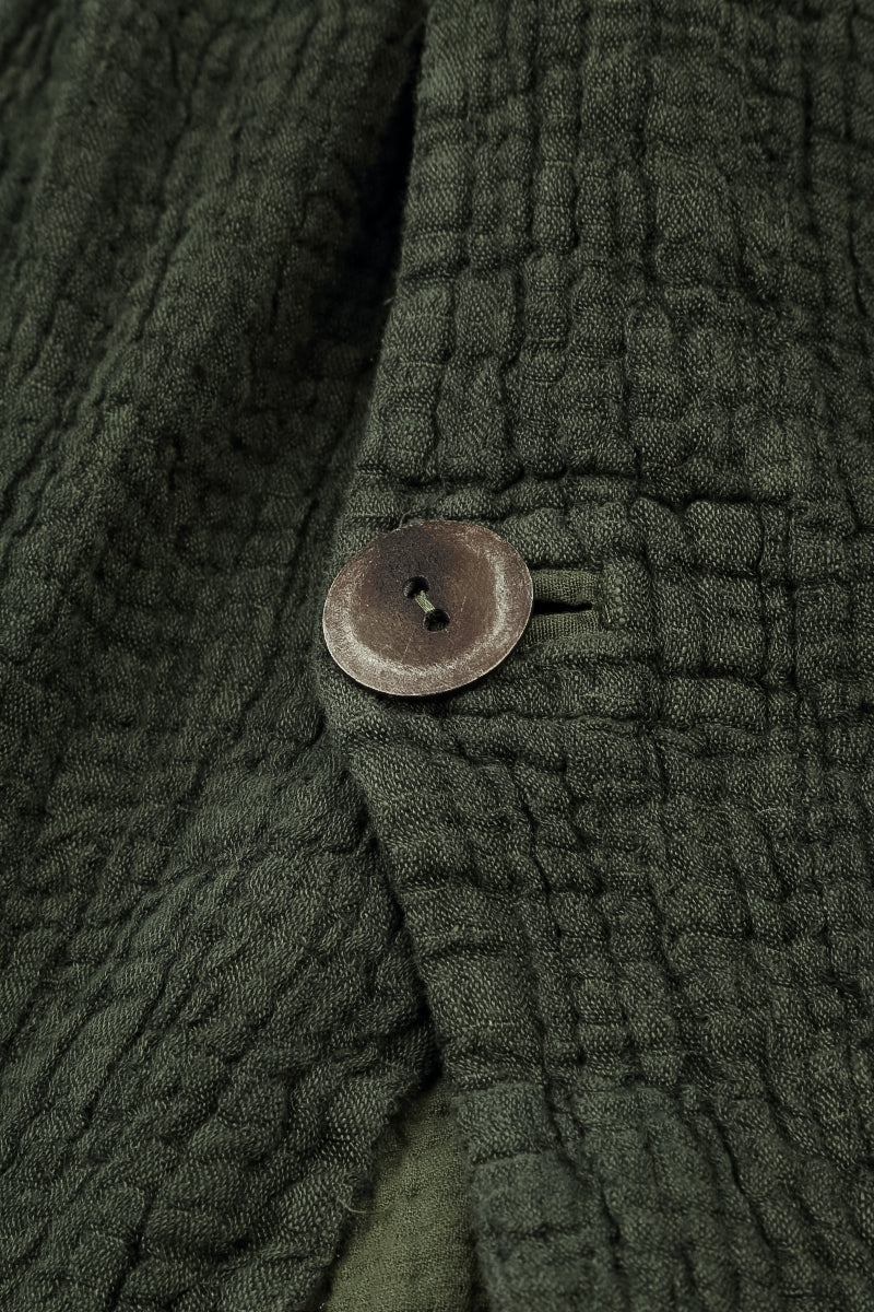 Single Button Forest Mist Textured Linen Jacket 5