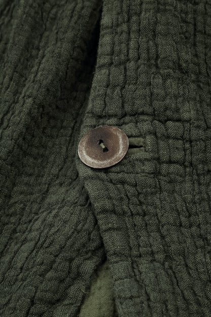 Single Button Forest Mist Textured Linen Jacket 5