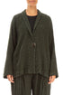 Single Button Forest Mist Textured Linen Jacket 1