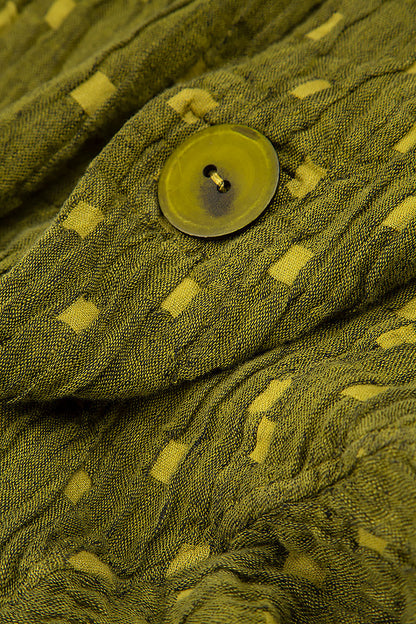 Single Button Golden Lime Textured Linen Jacket