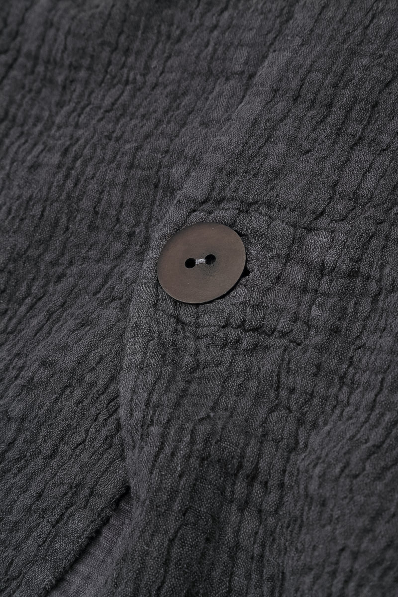 Single Button Graphite Textured Linen Jacket 5