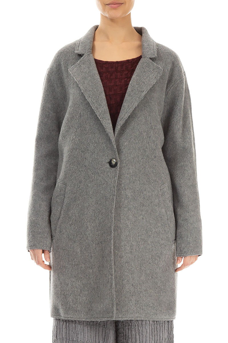 Single Button Grey Wool Coat 1