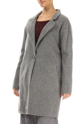Single Button Grey Wool Coat 3