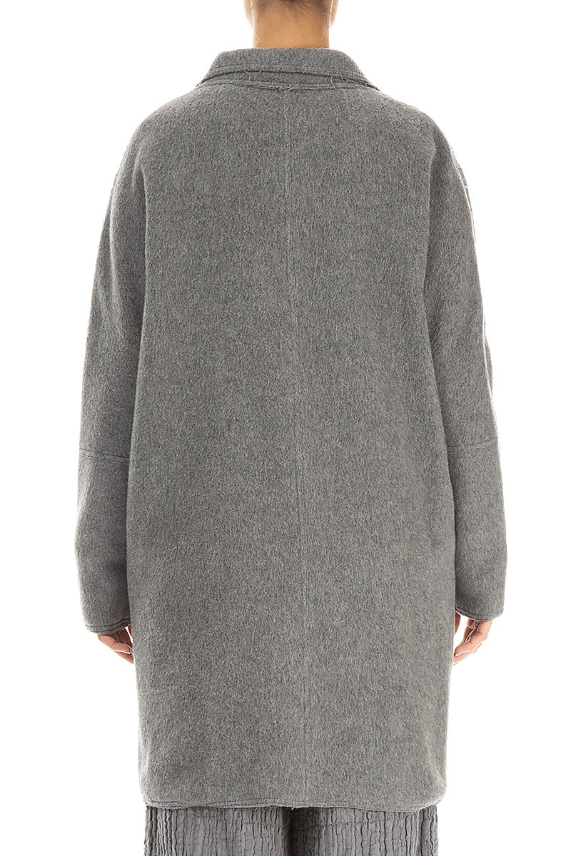 Single Button Grey Wool Coat 2