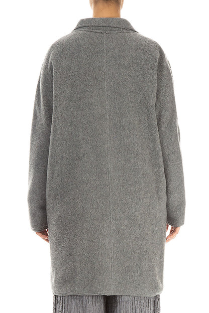 Single Button Grey Wool Coat 2