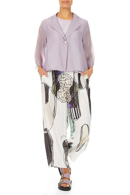 Einreihiger Blazer aus lila Seiden-Baumwoll-Mix