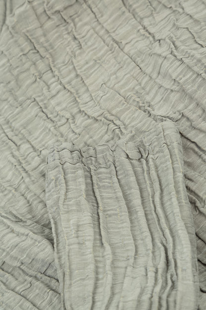 Single Button Olive Grey Crinkled Silk Linen Jacket 6