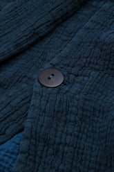 Single Button Royal Blue Textured Linen Jacket 5