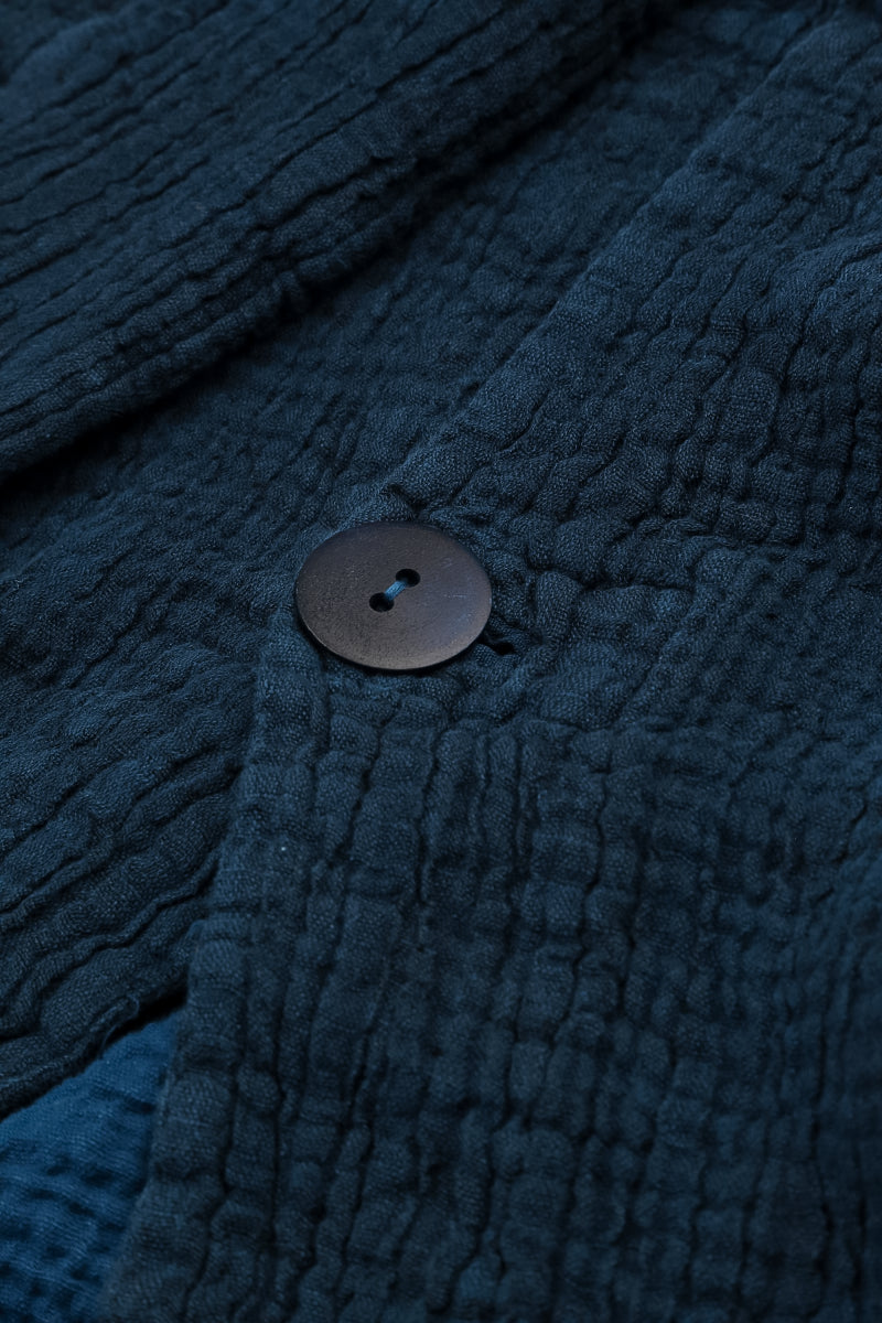 Single Button Royal Blue Textured Linen Jacket 5