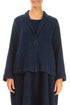 Single Button Royal Blue Textured Linen Jacket 1