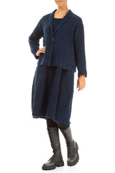 Single Button Royal Blue Textured Linen Jacket 4