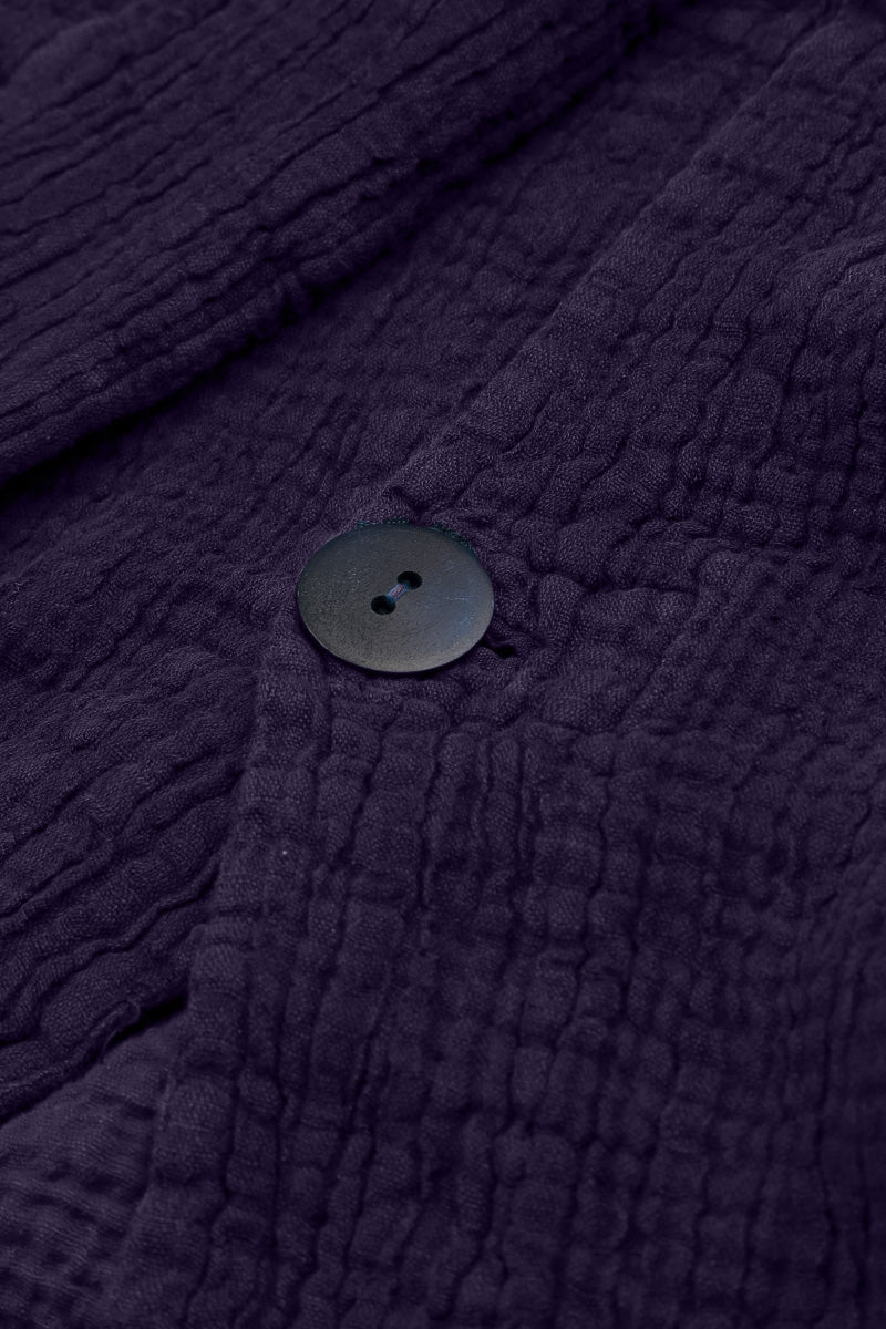 Single Button Royal Purple Textured Linen Jacket 5