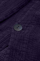 Single Button Royal Purple Textured Linen Jacket 5