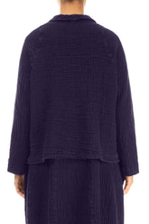 Single Button Royal Purple Textured Linen Jacket 2