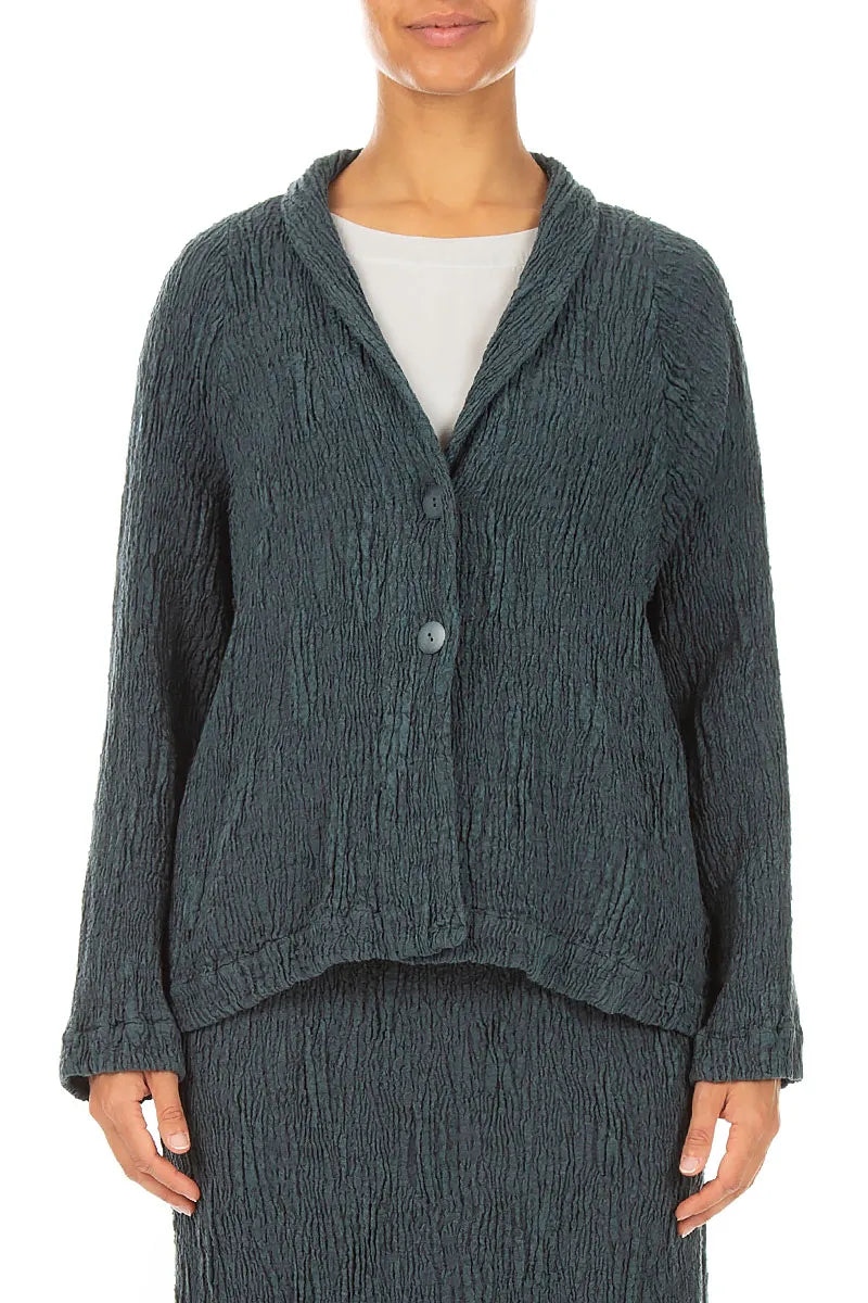Button Slate Textured Silk Linen Jacket 1
