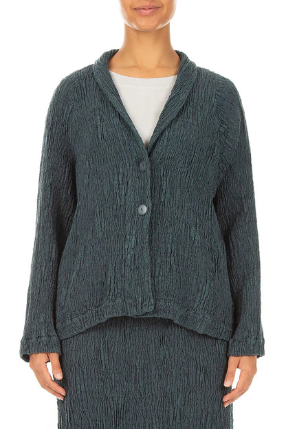 Button Slate Textured Silk Linen Jacket