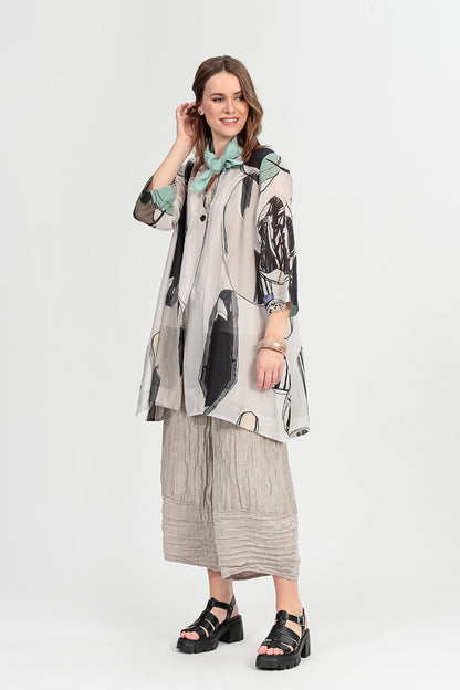 Veste en soie et coton à un bouton, effet pierre roulée