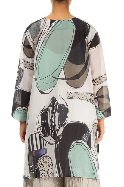 Veste en soie et coton à un bouton, effet pierre roulée