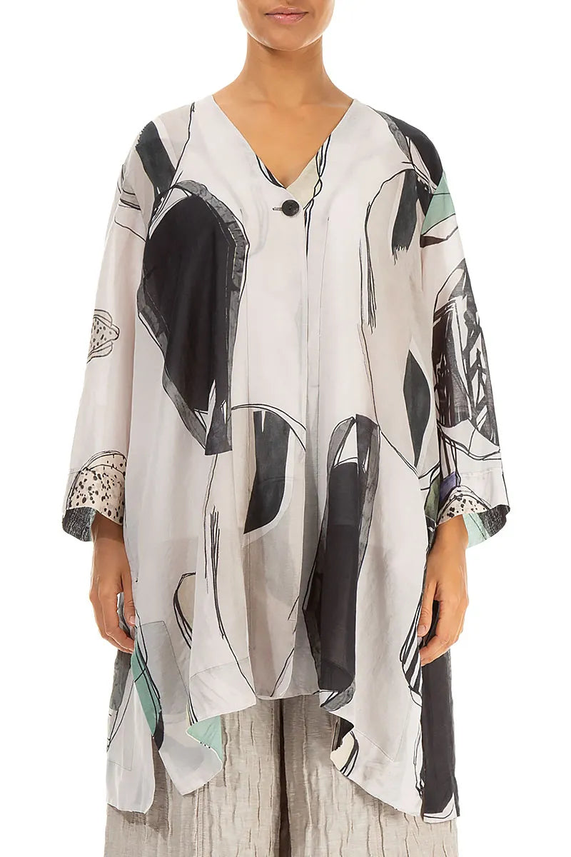 Veste en soie et coton à un bouton, effet pierre roulée