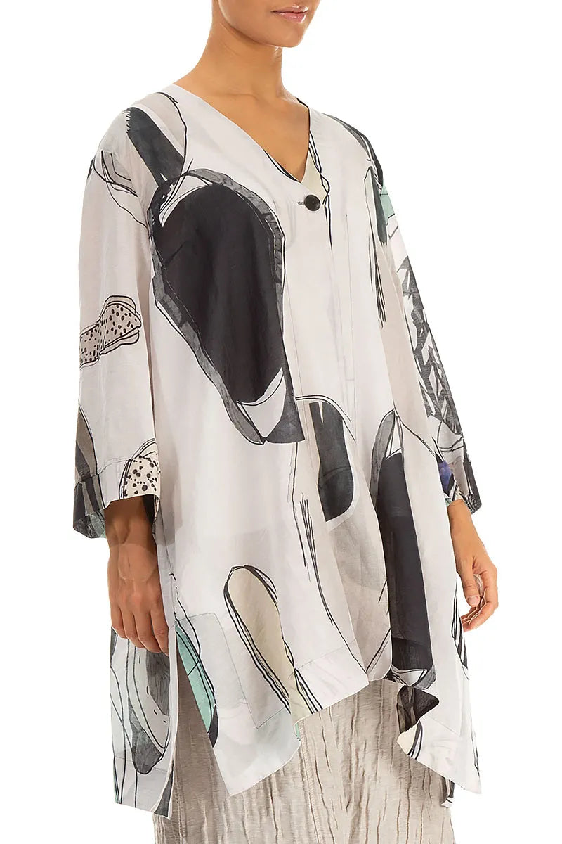 Veste en soie et coton à un bouton, effet pierre roulée