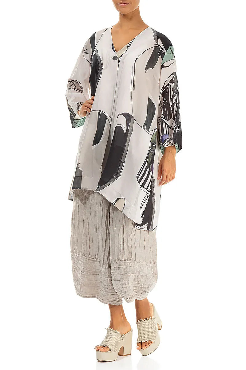 Veste en soie et coton à un bouton, effet pierre roulée