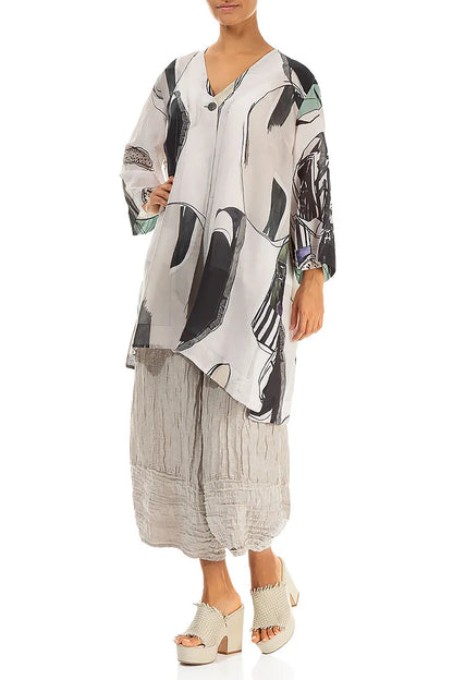 Veste en soie et coton à un bouton, effet pierre roulée