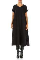 Single Pocket Black Silk Bamboo Dress 1