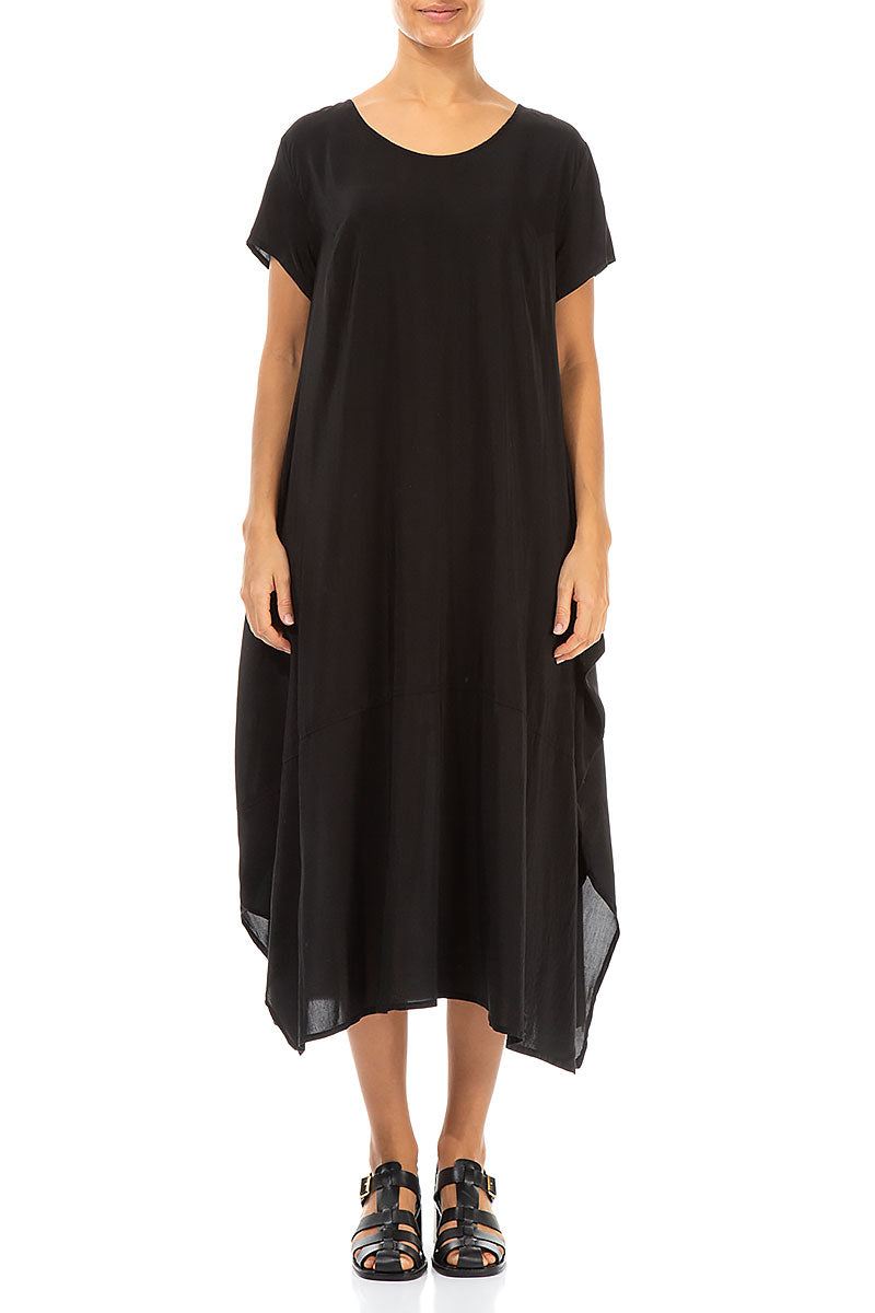 Single Pocket Black Silk Bamboo Dress
