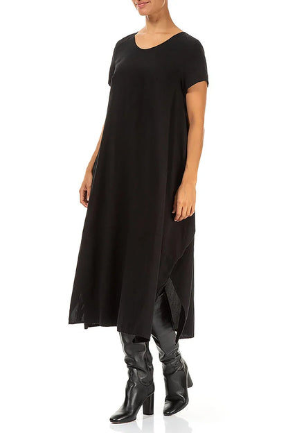 Single Pocket Black Silk Bamboo Dress 3