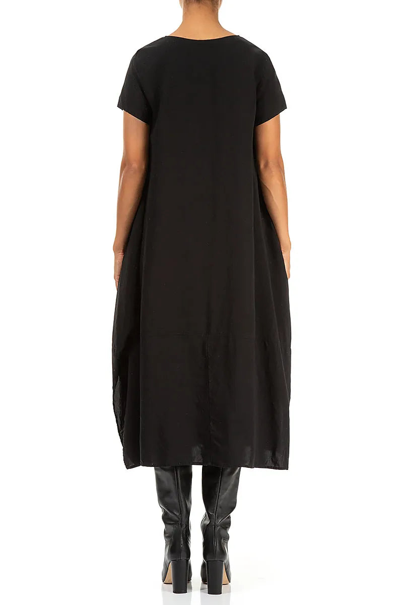 Single Pocket Black Silk Bamboo Dress 2