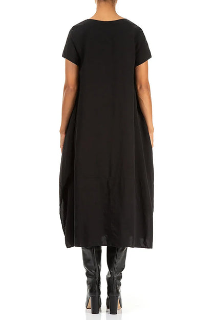 Single Pocket Black Silk Bamboo Dress 2