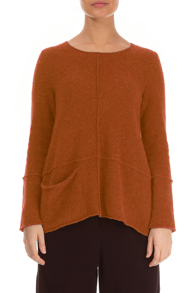 Single Pocket Burnt Orange Wool Sweater