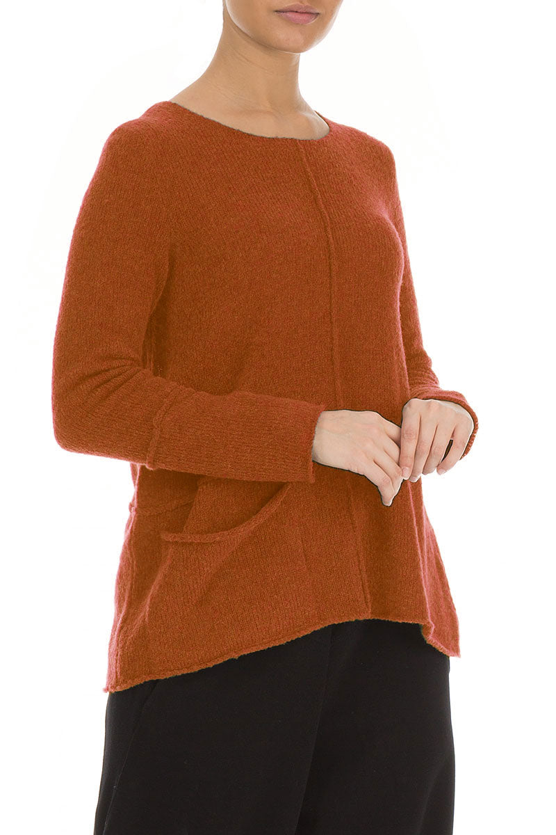 Single Pocket Burnt Orange Wool Sweater