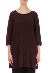 Single Pocket Maroon Linen Tunic 1