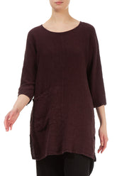 Single Pocket Maroon Linen Tunic 3