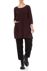 Single Pocket Maroon Linen Tunic 4