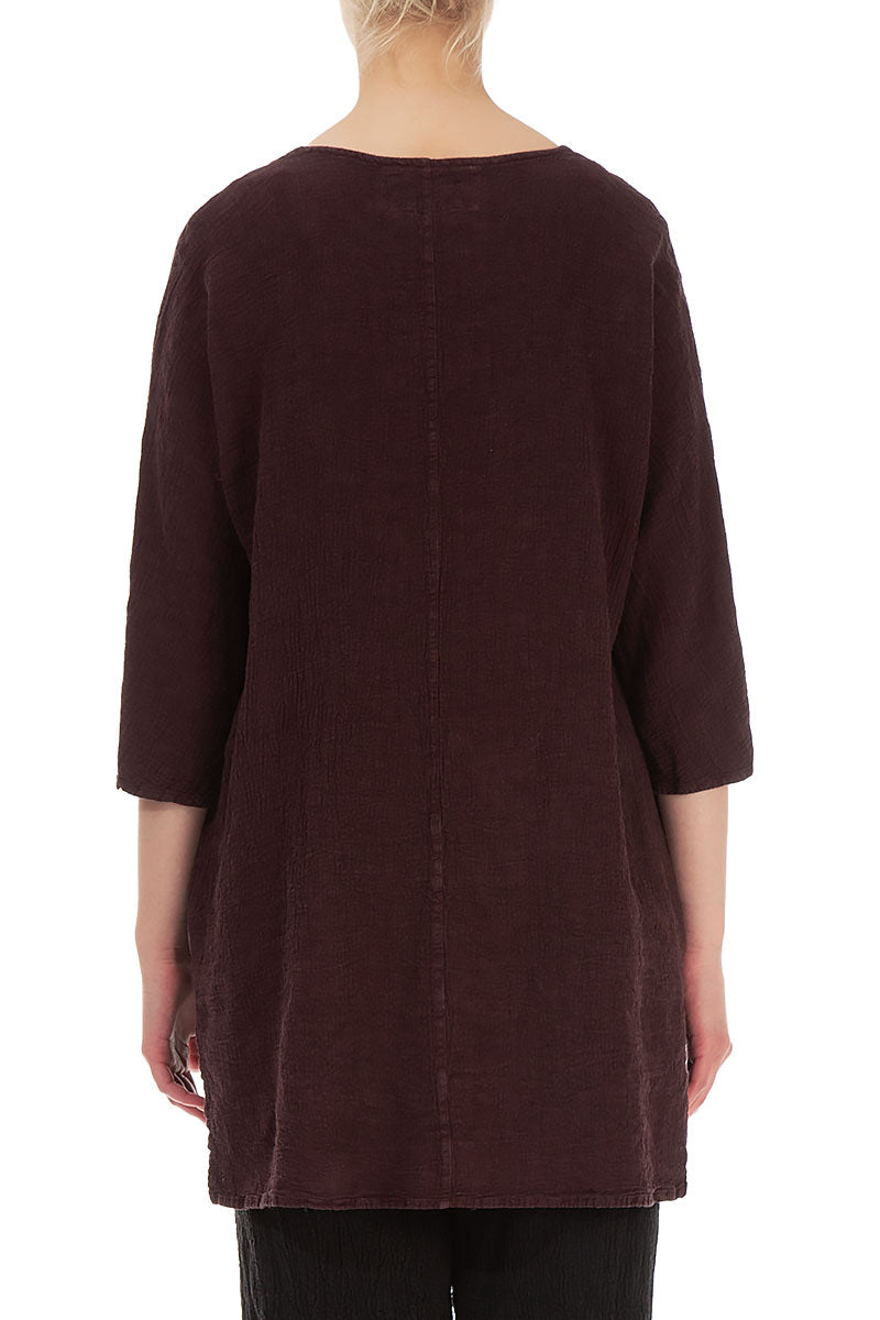 Single Pocket Maroon Linen Tunic 2