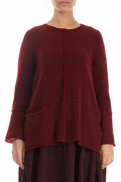 Single Pocket Maroon Wool Sweater