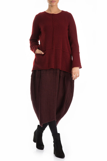 Single Pocket Maroon Wool Sweater